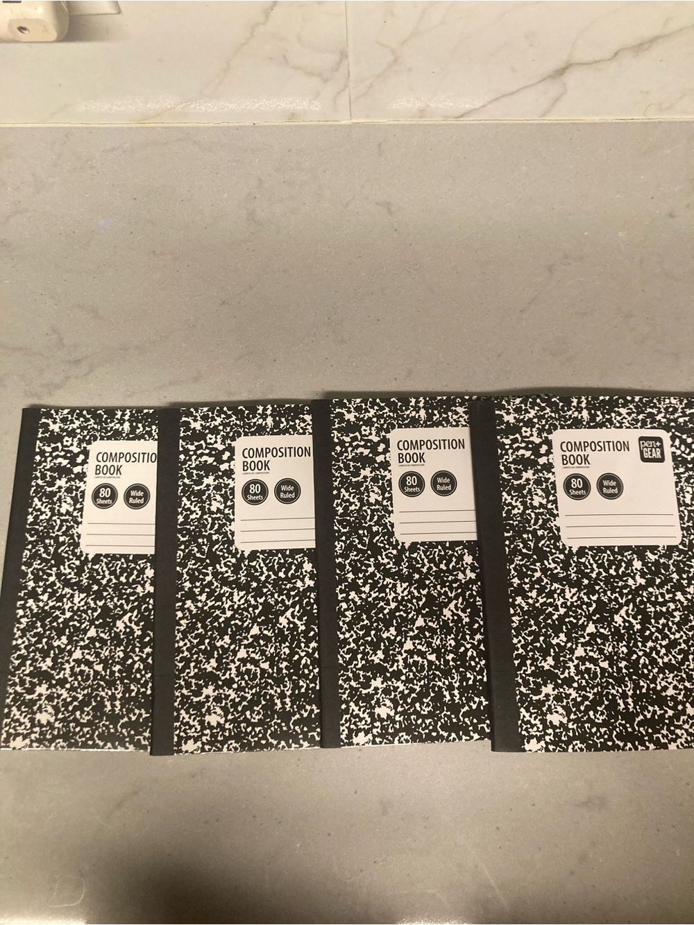 New (4 pack) Pen+Gear Composition Book, Wide Ruled, 7.5"x 9.75", Marble Design.